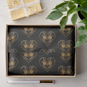 DramaticHeart and Elegant Gold Rose Tissue Paper