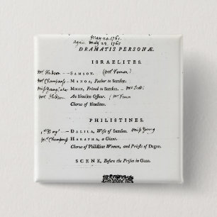Dramatis Personae for Samson 15 Cm Square Badge
