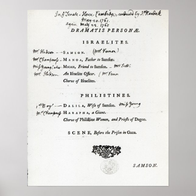Dramatis Personae for Samson Poster (Front)
