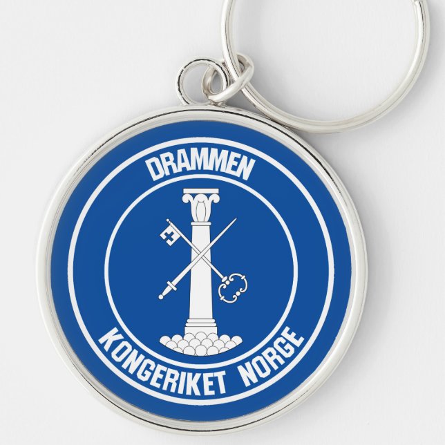 Drammen Round Emblem Key Ring (Front)