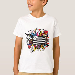 Drapeau Bretagne Breizh graffiti Breton graff T-Shirt