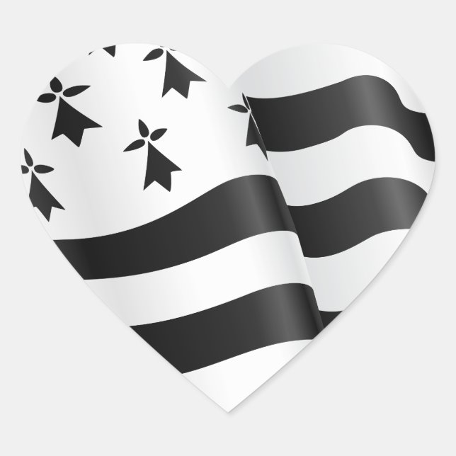 Drapeau breton (Breton flag) Heart Sticker (Front)