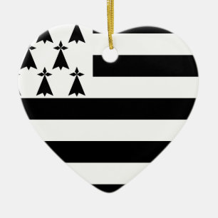 Drapeau de la Bretagne Breizh Gwenn ha Du Britanny Ceramic Ornament