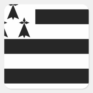 Drapeau de la Bretagne Breizh Gwenn ha Du Britanny Square Sticker