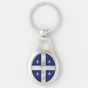 Drapeau du Québec style grunge érodé Key Ring