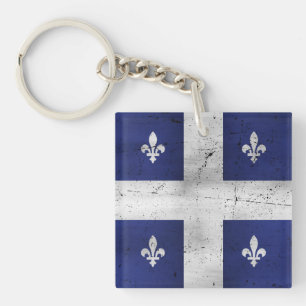 Drapeau du Québec style grunge érodé Key Ring