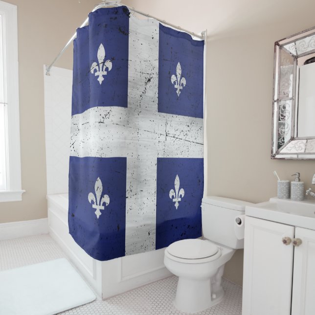 Drapeau du Québec style grunge érodé Shower Curtain (In Situ)