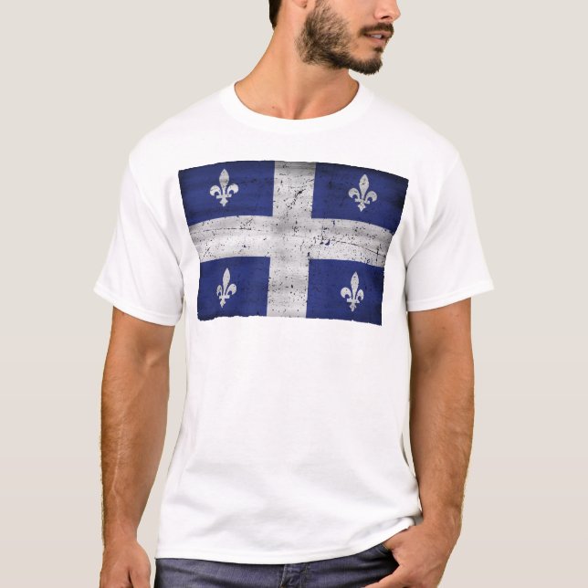 Drapeau du Québec style grunge érodé T-Shirt (Front)