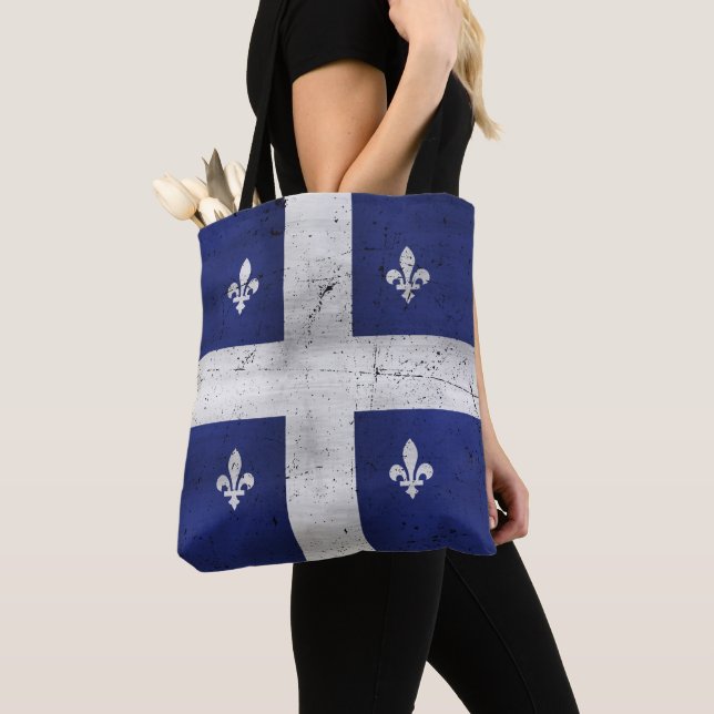 Drapeau du Québec style grunge érodé Tote Bag (Close Up)