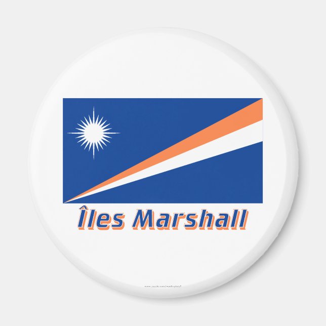 Drapeau Îles Marshall avec le nom en français Magnet (Front)