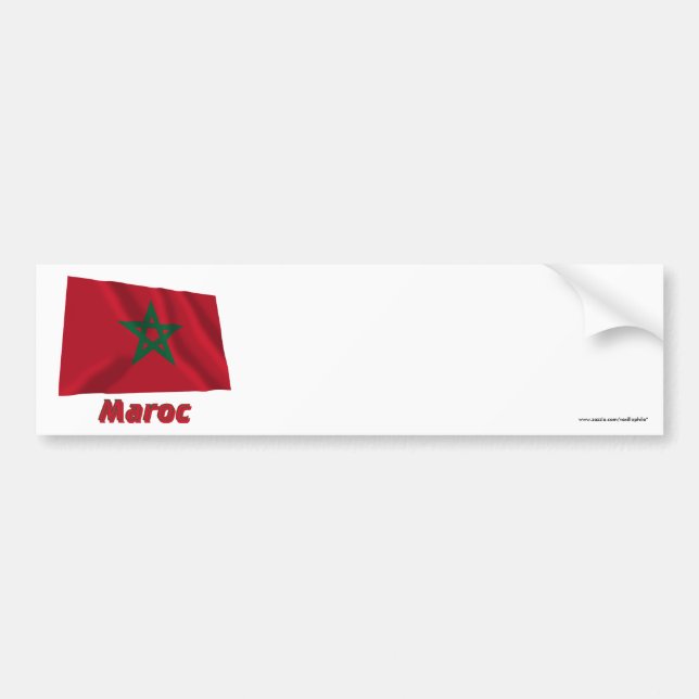 Drapeau Maroc avec le nom en français Bumper Sticker (Front)