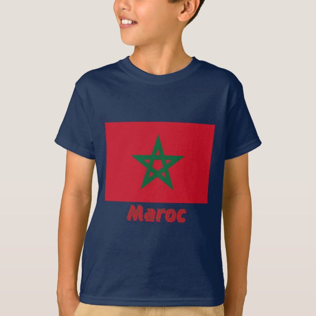 Drapeau Maroc avec le nom en français T-Shirt (Front)