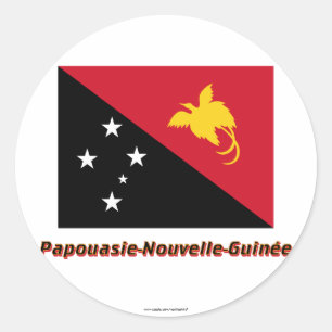 Drapeau Papouasie-Nouvelle-Guinée nom en françai Classic Round Sticker