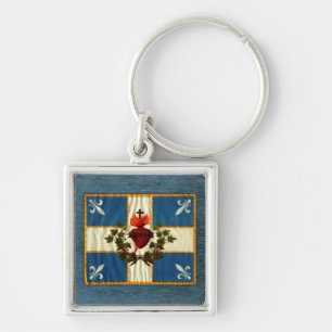 Drapeau Québec antique Carillon Sacré-Coeur Key Ring