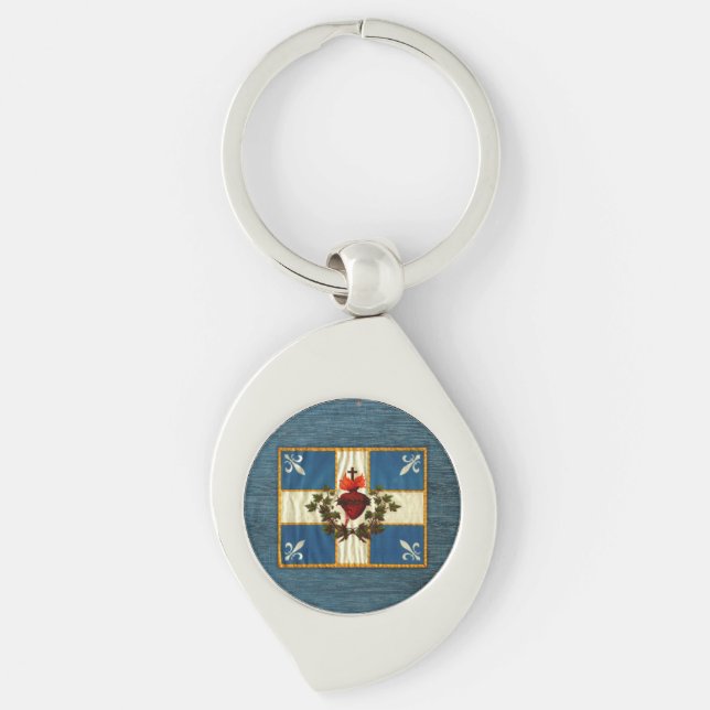 Drapeau Québec antique Carillon Sacré-Cœur Key Ring (Front)