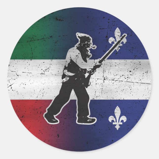 Drapeau Québec et Patriote Henri Julien érodé Classic Round Sticker (Front)