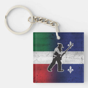 Drapeau Québec et Patriote Henri Julien érodé Key Ring