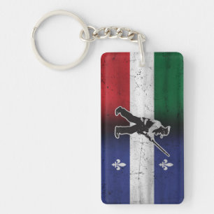 Drapeau Québec et Patriote Henri Julien érodé Key Ring