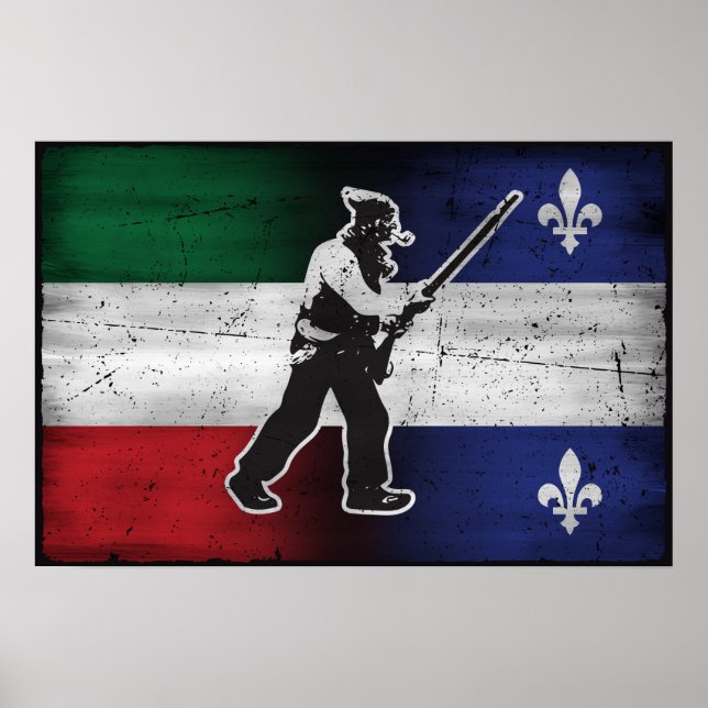 Drapeau Québec et Patriote Henri Julien érodé Poster (Front)