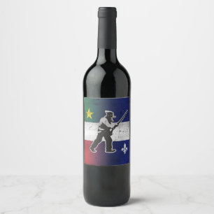 Drapeau Québec et Patriote Henri Julien érodé Wine Label