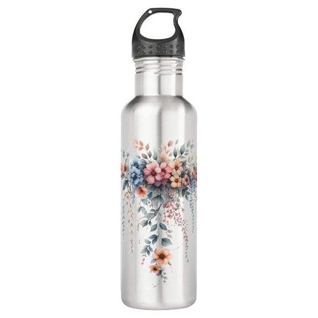 Draped Floral Elegance 710 Ml Water Bottle (Front)