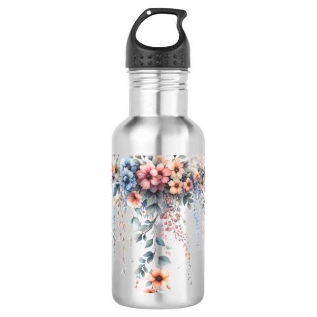 Draped Floral Elegance 710 Ml Water Bottle (Front)