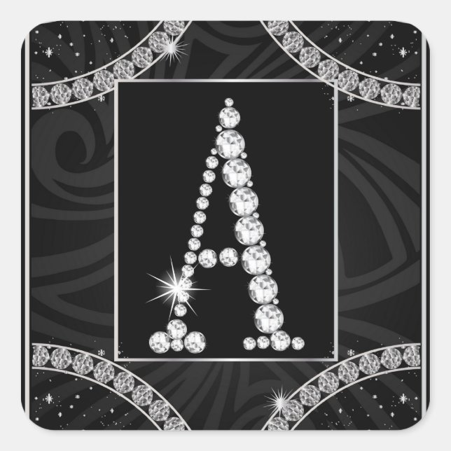 Draped In Diamonds - Initial A Square Sticker (Front)
