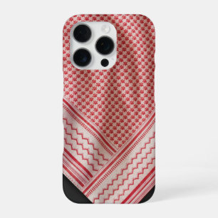 Draped Red and White Shemagh Keffiyeh, Black iPhone 16 Pro Case
