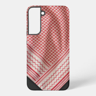 Draped Red and White Shemagh Keffiyeh, Black Samsung Galaxy Case