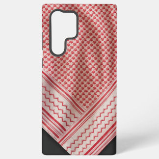 Draped Red and White Shemagh Keffiyeh, Black Samsung Galaxy Case
