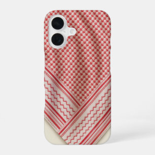 Draped Red and White Shemagh Keffiyeh, Cream iPhone 16 Case
