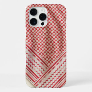 Draped Red and White Shemagh Keffiyeh, Cream iPhone 16 Pro Max Case