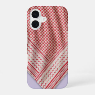 Draped Red and White Shemagh Keffiyeh, Lilac iPhone 16 Case