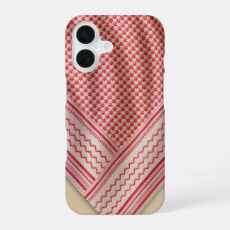 Draped Red and White Shemagh Keffiyeh, Sand iPhone 16 Case