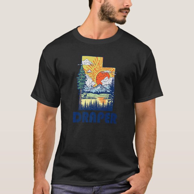 Draper Utah Nature State Pride Mountains Retro T-Shirt (Front)