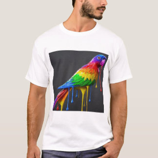 Drapes in Parrot Colours: Vibrant and Playful T-Shirt