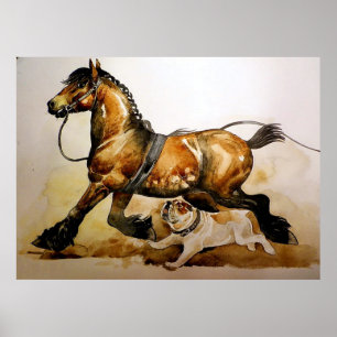 Draught Horse And Bulldog Poster Print