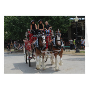 Draught Horses at a State Fair Pulling Red Wagon