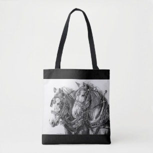 Draught   Horses Drawing Tote Bag