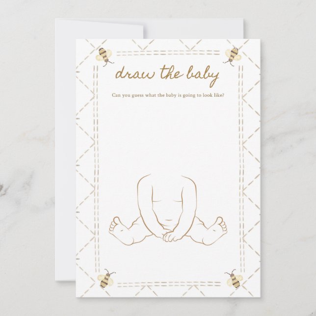 Draw Baby Honey Bee Baby Shower Game Cards (Front)