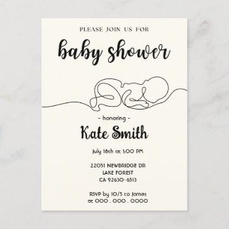 Draw Baby Minimalist Baby Shower Postcard
