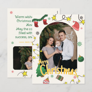 Draw Christmas Family Photo Greeting Card