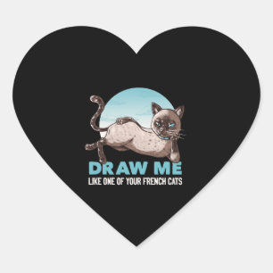 Draw Me Like One Of Your French Girls Cat Funny Heart Sticker