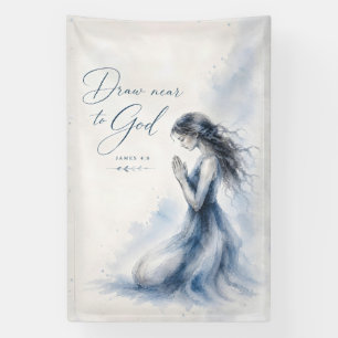 Draw Near to God James 4:8 Christian Watercolor Banner