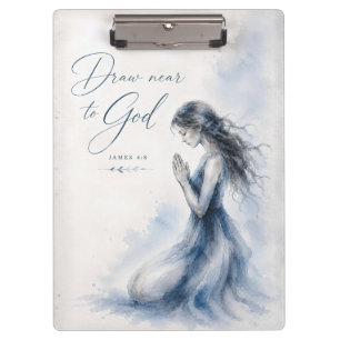 Draw Near to God James 4:8 Christian Watercolor Clipboard