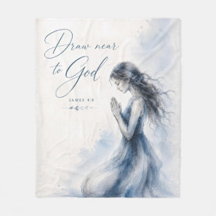 Draw Near to God James 4:8 Christian Watercolor Fleece Blanket