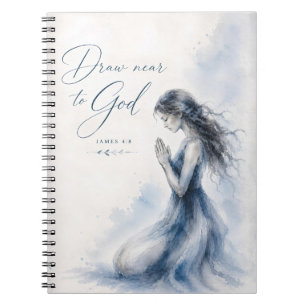 Draw Near to God James 4:8 Christian Watercolor Notebook