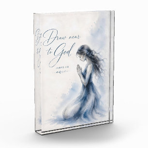 Draw Near to God James 4:8 Christian Watercolor Photo Block