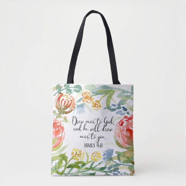 Draw near to God | James 4:8 Tote Bag (Front)