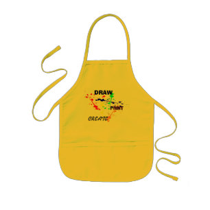 Draw, Paint , Create Yellow kids Art paint splash Kids Apron